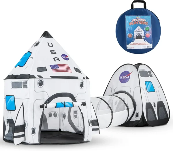 JOYIN Rocket Ship Play Tent with Tunnel – Indoor/Outdoor for Kids