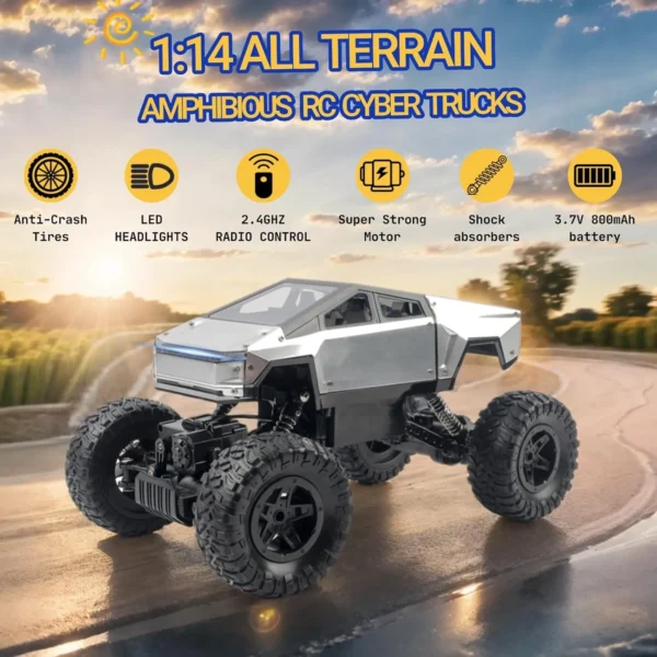 Cybertruck RC Car – 4WD Off-Road Remote Control Toy (1:14 Scale) - Image 6