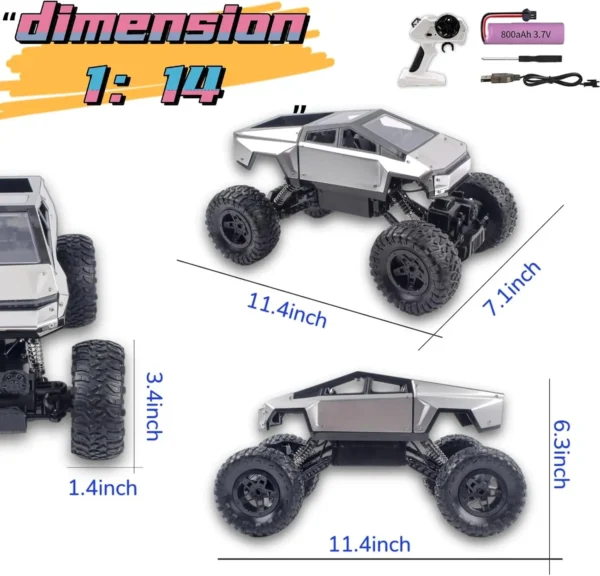 Cybertruck RC Car – 4WD Off-Road Remote Control Toy (1:14 Scale) - Image 5