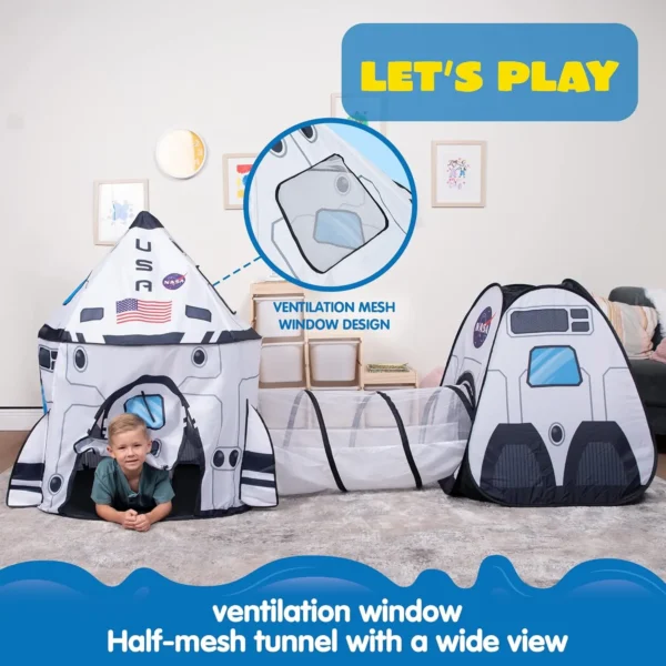 JOYIN Rocket Ship Play Tent with Tunnel – Indoor/Outdoor for Kids - Image 5