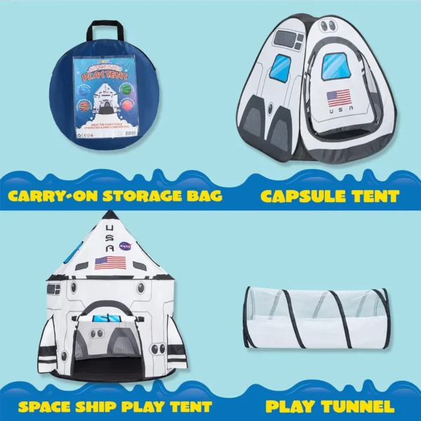 JOYIN Rocket Ship Play Tent with Tunnel – Indoor/Outdoor for Kids - Image 6