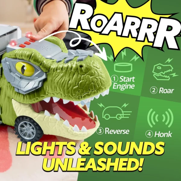 JOYIN 13-in-1 Dinosaur Truck & Cars Set – Pull Back Cars for Kids 3-5