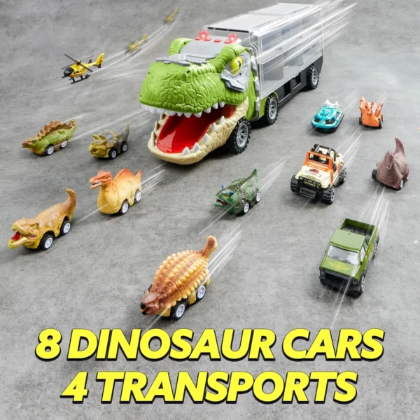 JOYIN 13-in-1 Dinosaur Truck & Cars Set – Pull Back Cars for Kids 3-5 - Image 9