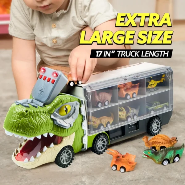 JOYIN 13-in-1 Dinosaur Truck & Cars Set – Pull Back Cars for Kids 3-5 - Image 8